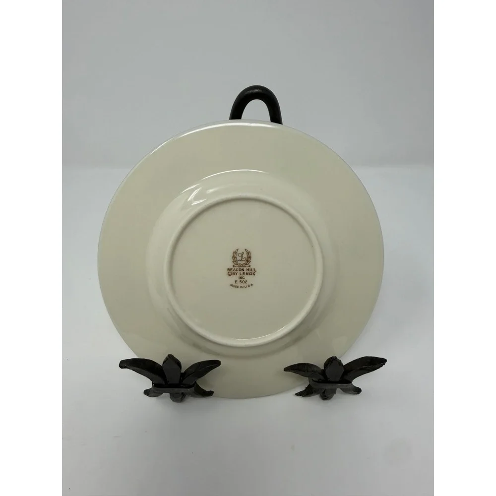 Lenox Beacon Hill Bread and Butter Plate Ivory Platinum Trim Grey Floral E502